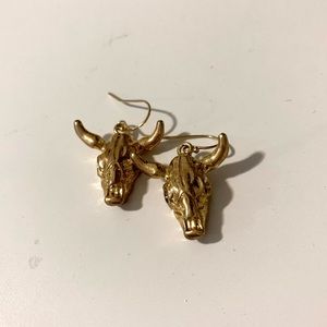 Gold Plated Bull Head Earrings